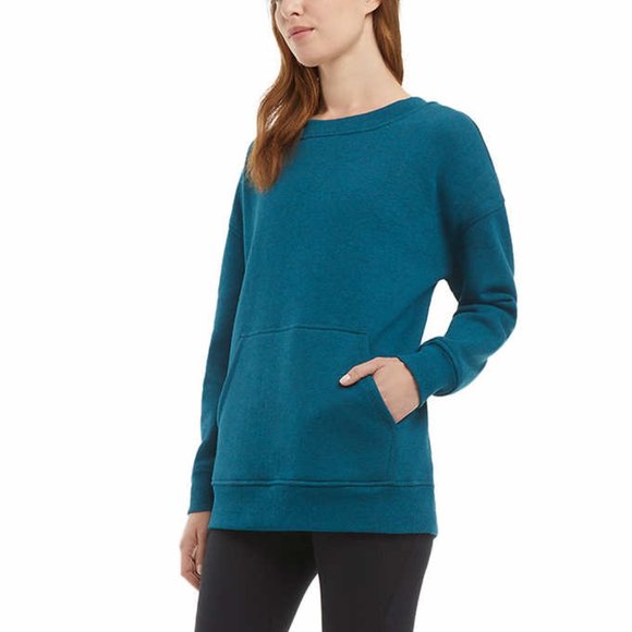Danskin Teal Oversized Crewneck Pullover Kangaroo Pocket Sweatshirt Size Small - Picture 8 of 8